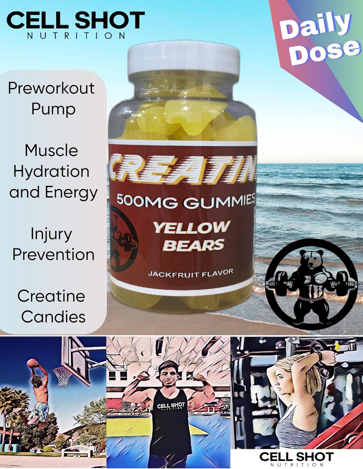 Jackfruit Creatine Gummies - 500mg Daily Dose for Performance and Recovery - 60 Gummies