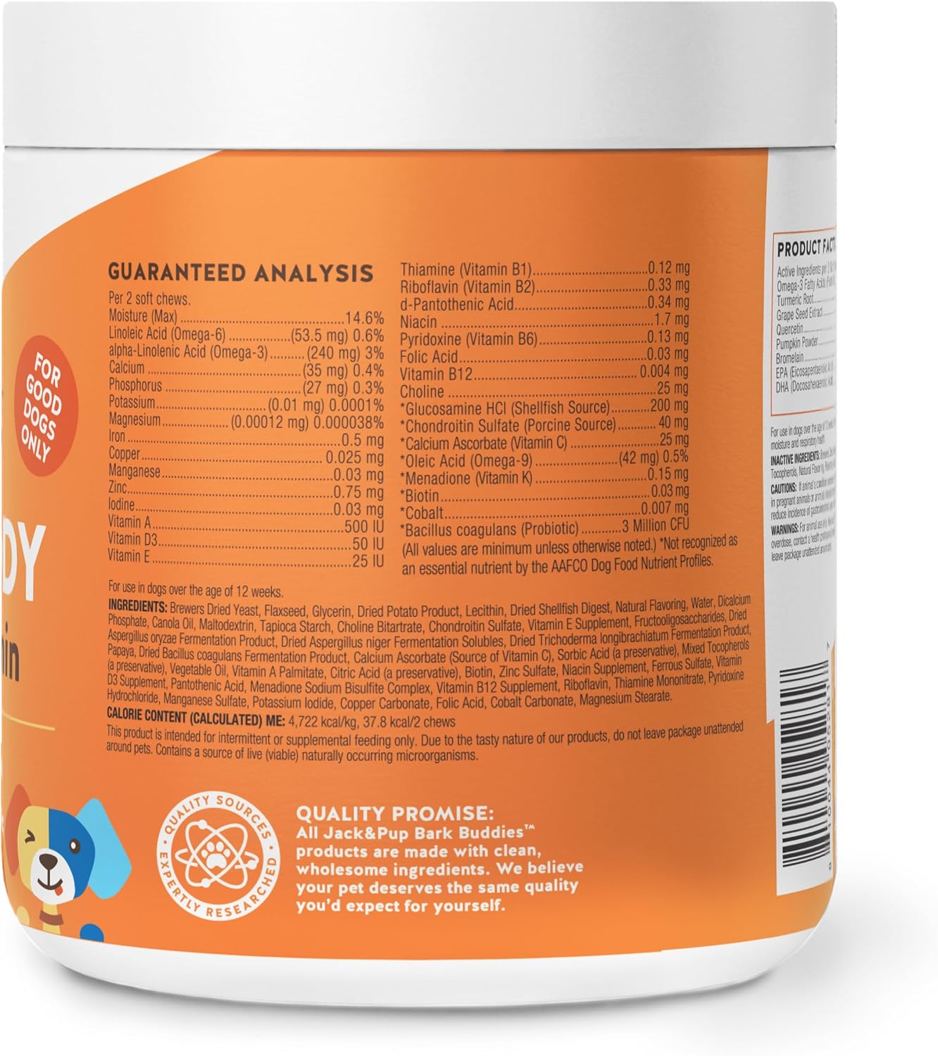 Jack&Pup Dog Multivitamin Chewable Tablets - 120ct - Daily Vitamins for Dogs of All Ages - Immunity, Joint, Digestion, Skin & Coat Health - Bark Buddies Formula