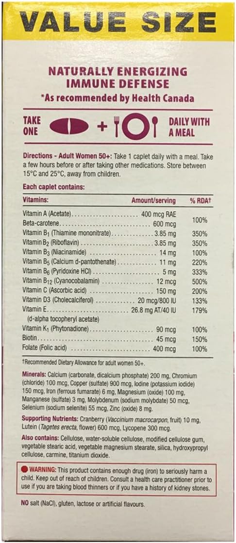 Jamieson Women's 50+ Multivitamin, 150 Caplets - Complete Nutrition for Mature Women