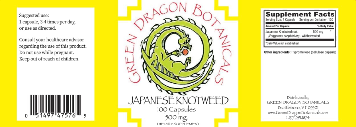 Japanese Knotweed Capsules 500mg - Resveratrol Immune Support Supplement - Natural Cardiovascular Health - Non-GMO, Gluten-Free, Vegetarian - Made in USA