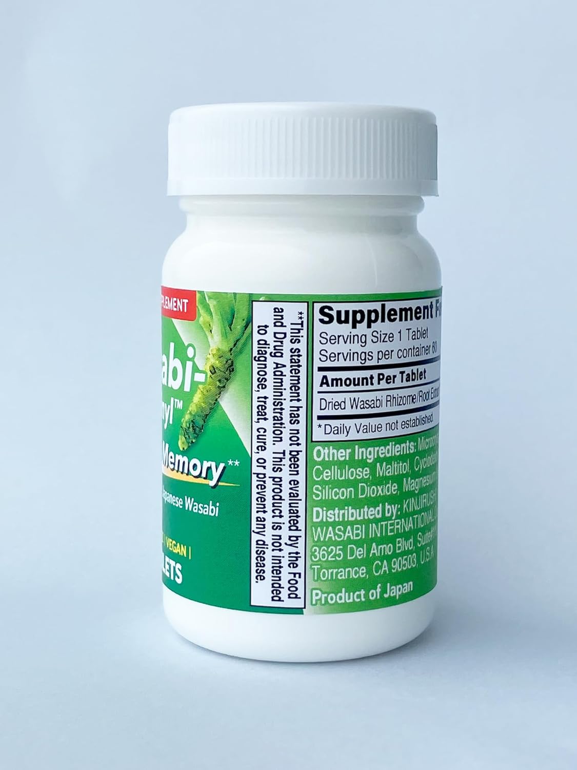 Japanese Wasabi Supplement for Memory and Brain Health - 60 Tablets, 2 Month Supply - Hexalaphane for Cognitive Support