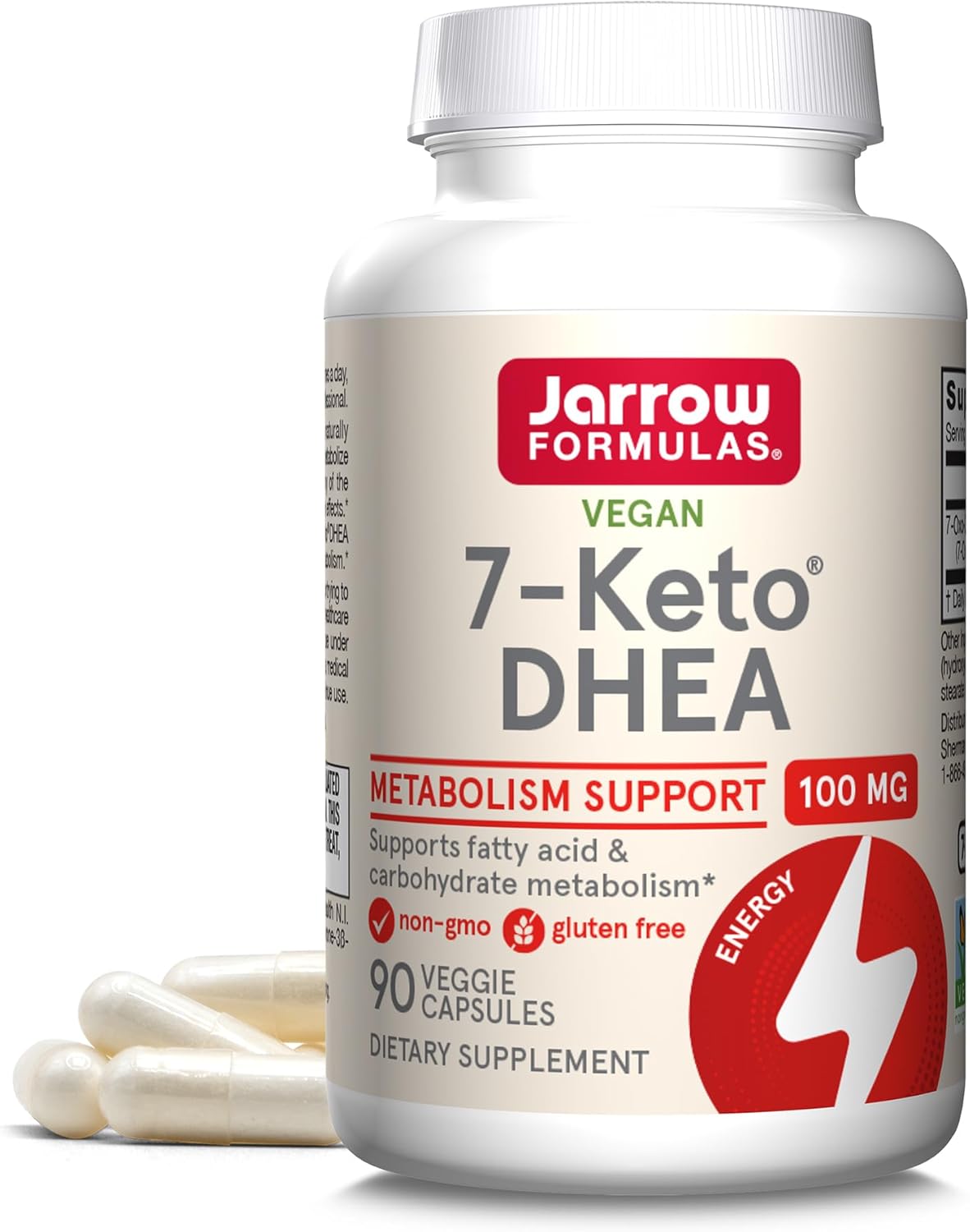 Jarrow Formulas 7-Keto DHEA 100 mg Veggie Caps - 90 Servings - Supports Carbohydrate Metabolism - Non-GMO, Gluten Free, Vegan