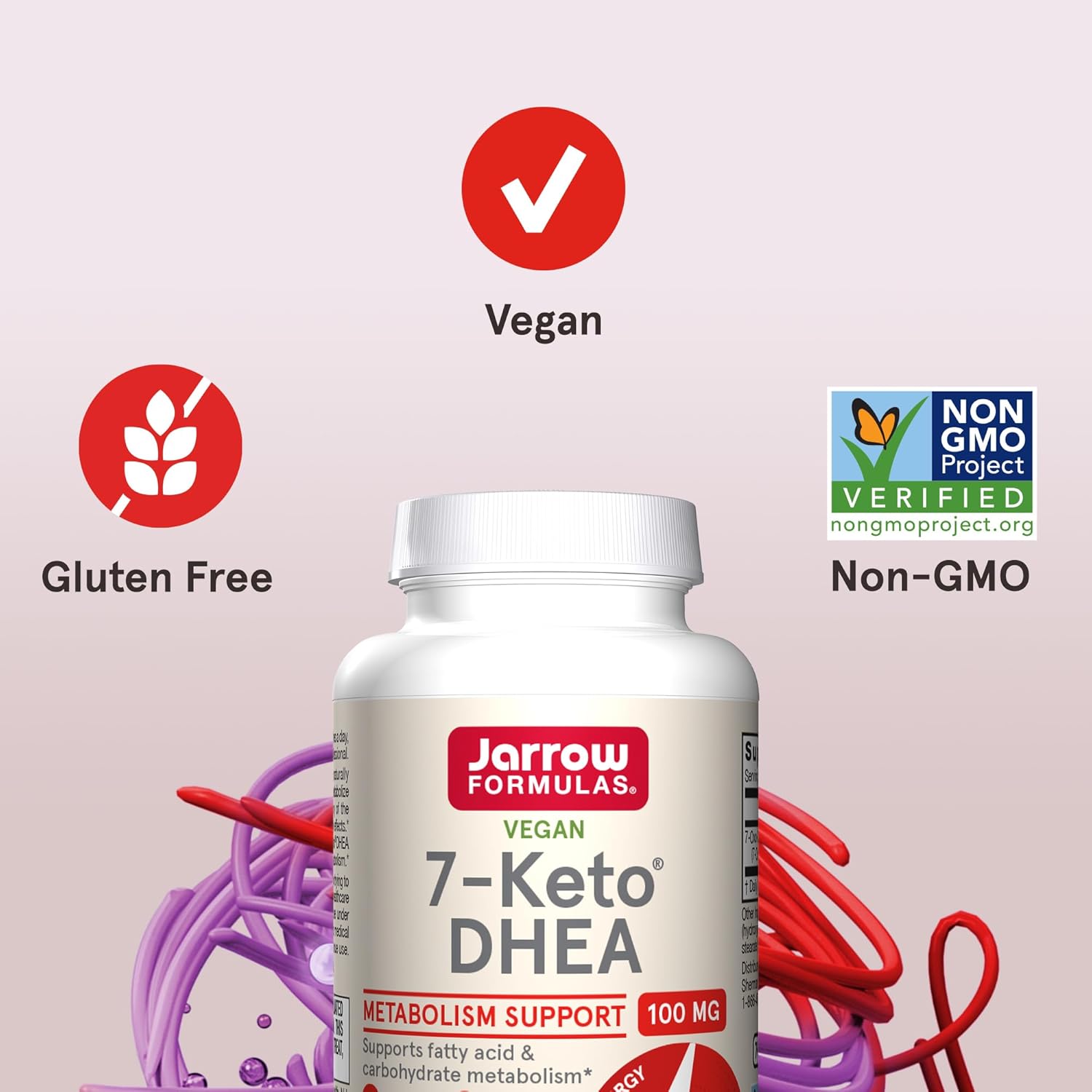 Jarrow Formulas 7-Keto DHEA 100 mg Veggie Caps - 90 Servings - Supports Carbohydrate Metabolism - Non-GMO, Gluten Free, Vegan