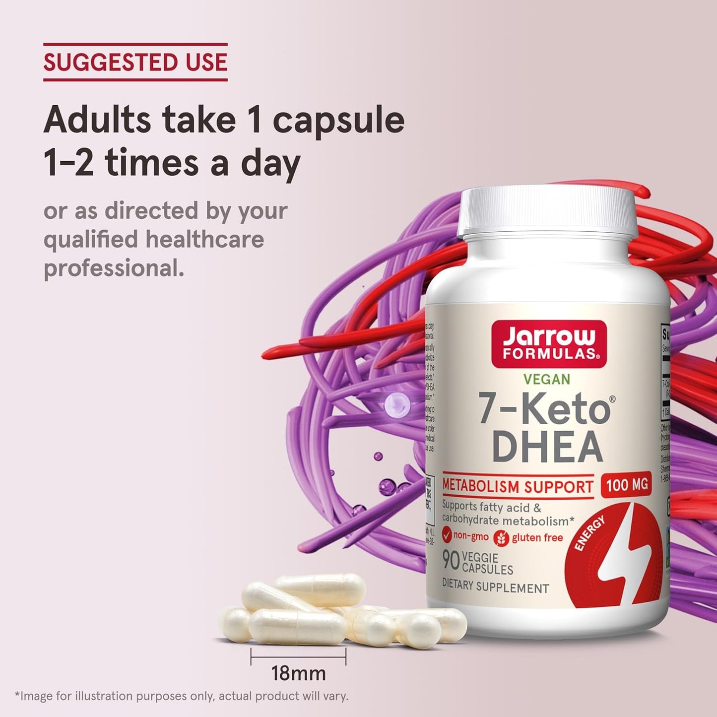 Jarrow Formulas 7-Keto DHEA 100 mg Veggie Caps - 90 Servings - Supports Carbohydrate Metabolism - Non-GMO, Gluten Free, Vegan