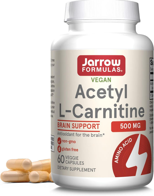 Jarrow Formulas Acetyl L-Carnitine 500 mg - Brain Health and Antioxidant Support (60 Veggie Capsules)