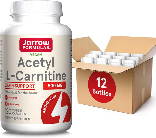 Jarrow Formulas Acetyl L-Carnitine 500mg Capsules – Brain Health & Antioxidant Support, 120 Day Supply (12 Pack)