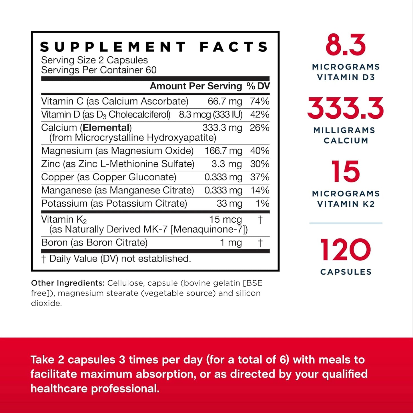 Jarrow Formulas Bone-Up 240 Capsules, Pack of 2 - Bone Support Supplement with Vitamin D and Calcium