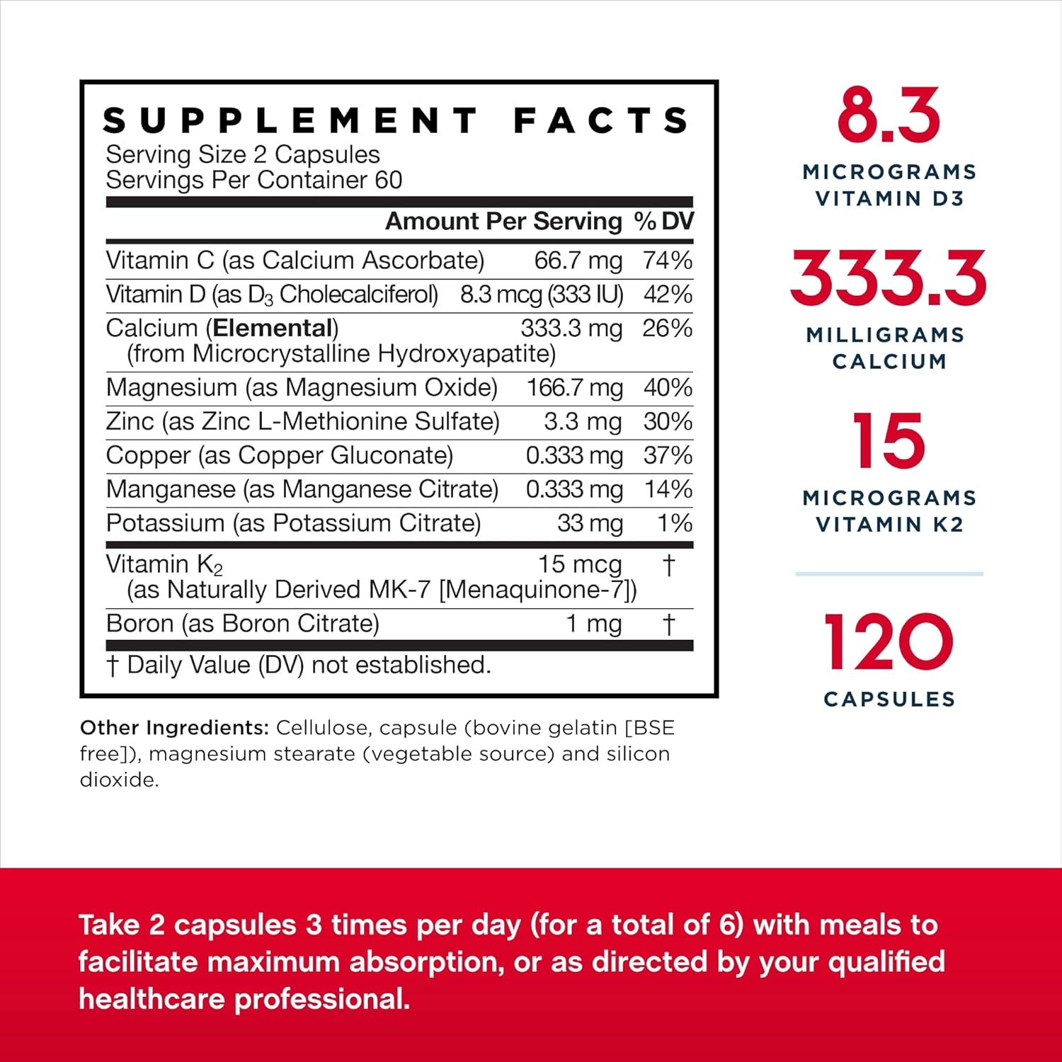 Jarrow Formulas Bone-Up 240 Capsules, Pack of 2 - Bone Support Supplement with Vitamin D and Calcium
