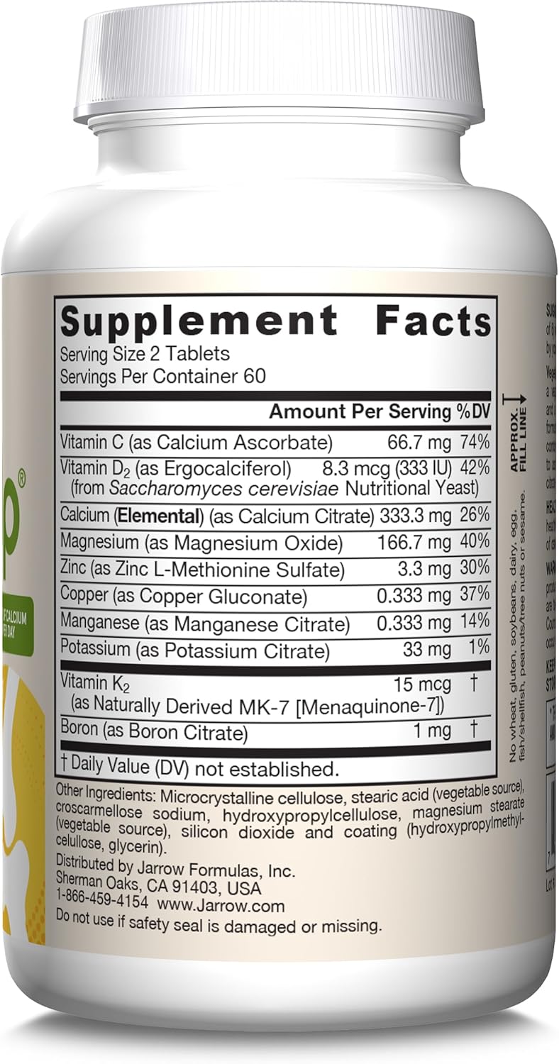 Jarrow Formulas BoneUp - Calcium, Vitamin D3, Boron, and Trace Minerals for Bone Health - 120 Vegetarian Tablets