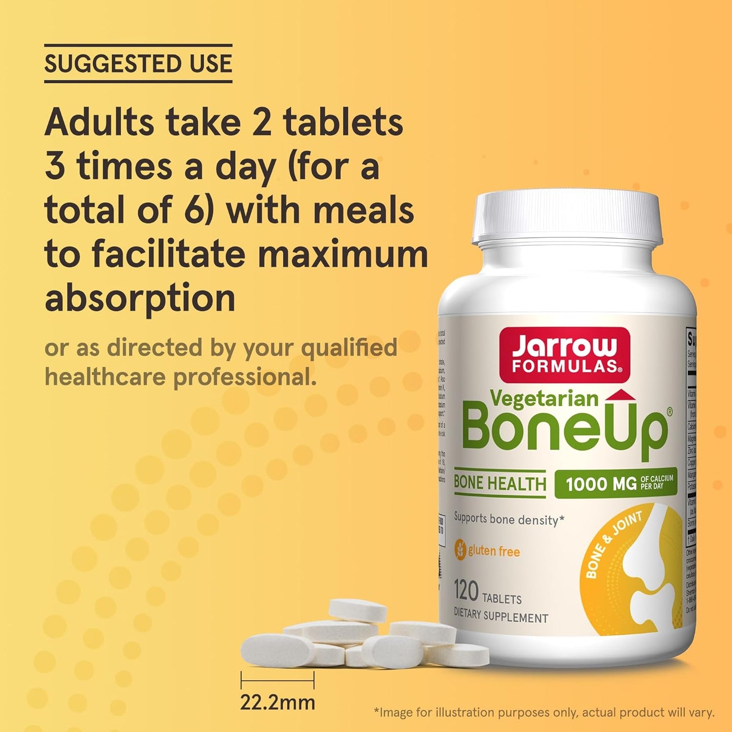 Jarrow Formulas BoneUp - Calcium, Vitamin D3, Boron, and Trace Minerals for Bone Health - 120 Vegetarian Tablets