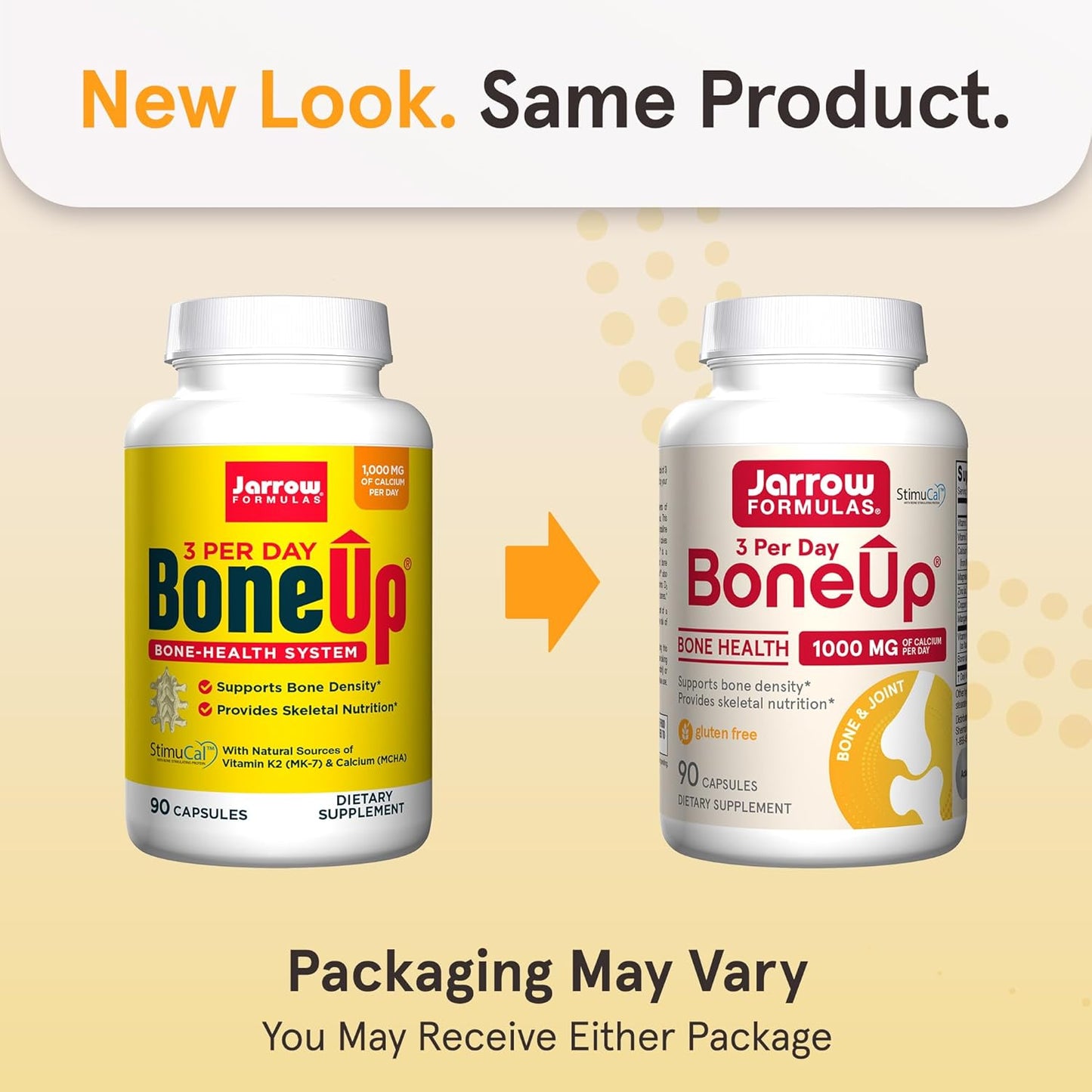 Jarrow Formulas BoneUp 3x Daily for Bone Density & Skeletal Nutrition with Vitamin D3, K2, & Calcium, 90 Capsules