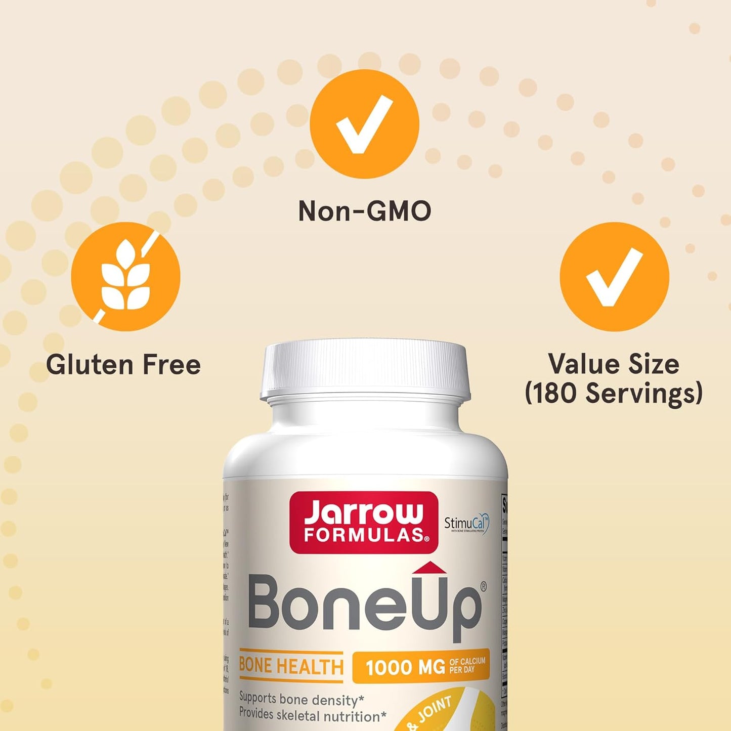 Jarrow Formulas BoneUp Capsules with Vitamin D3, K2 (MK-7), and Calcium for Bone Density and Nutrition, 240 Count