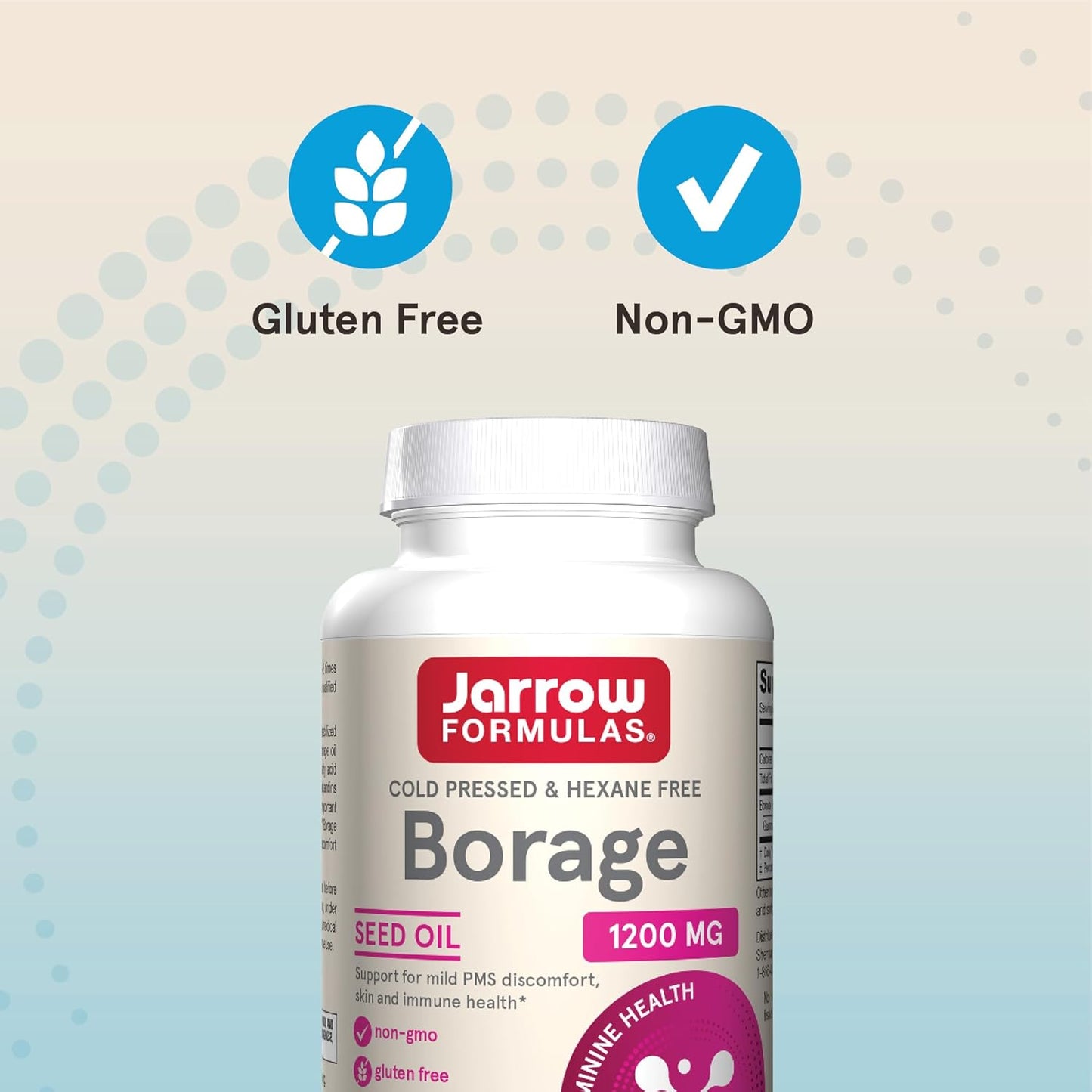 Jarrow Formulas Borage Oil Supplement 1200mg Softgels - Rich in GLA for Skin & Immune Health, PMS Relief - 120 Servings