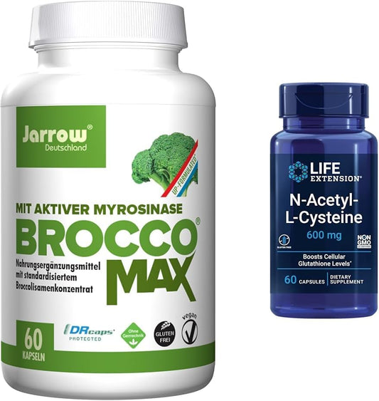 Jarrow Formulas BroccoMax Sulforaphane Generator & NAC Immune Support Bundle, 60 Count Each