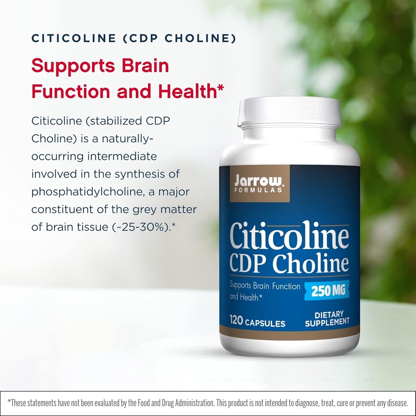 Jarrow Formulas Citicoline (CDP Choline) 250mg Capsules - Pack of 240 Servings for Brain Health & Attention Performance