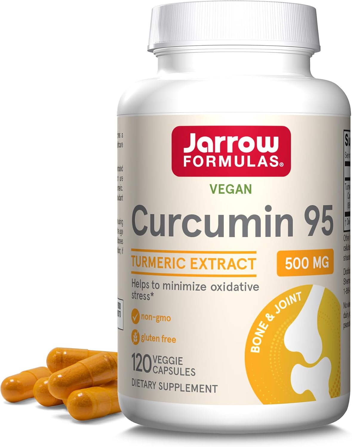 Jarrow Formulas Curcumin 95 500mg - 120 Servings Veggie Caps with Milk Thistle 150mg Silymarin Extract
