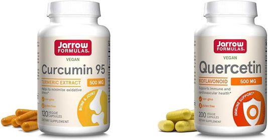Jarrow Formulas Curcumin 95 500mg & Quercetin 500mg - Antioxidant Combo with 120 Servings - Veggie Caps Dietary Supplement