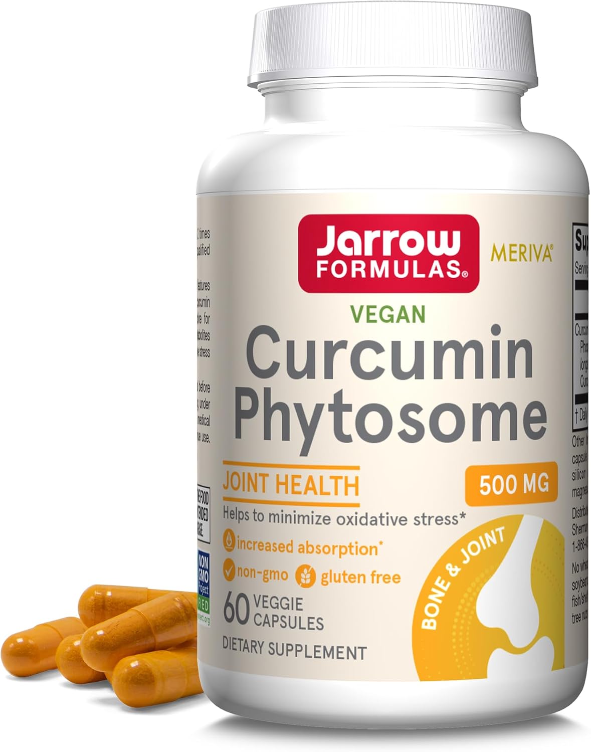 Jarrow Formulas Curcumin Phytosome 500mg Veggie Capsules with Meriva - Antioxidant & Joint Health Support - 60 Servings