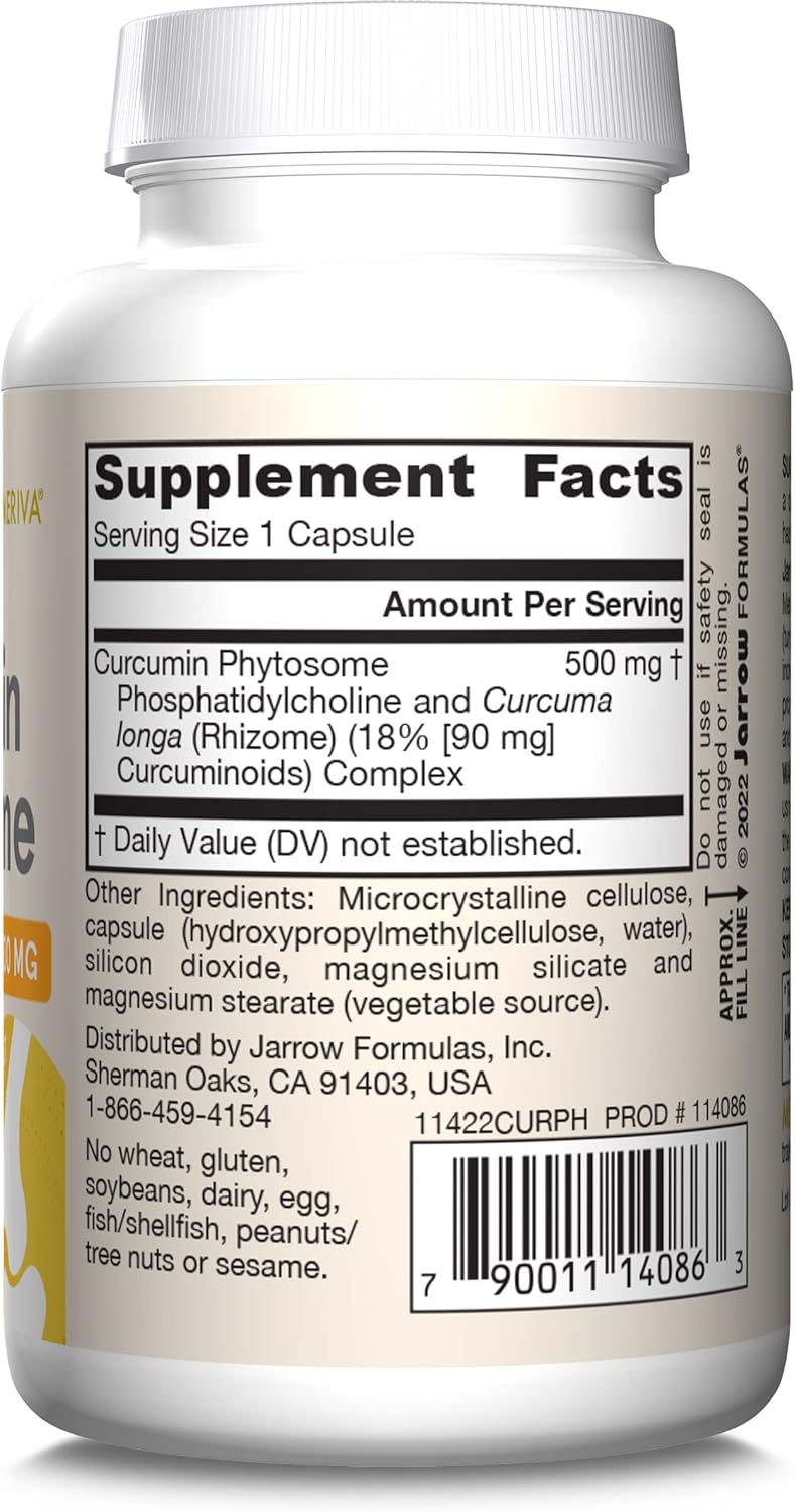 Jarrow Formulas Curcumin Phytosome 500mg Veggie Capsules with Meriva - Antioxidant & Joint Health Support - 60 Servings