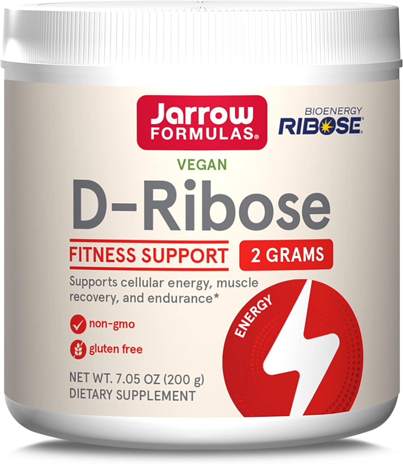 Jarrow Formulas D-Ribose Powder 2 Grams - Dietary Supplement for Muscle Recovery and Endurance - 7.05 oz - 90 Day Supply