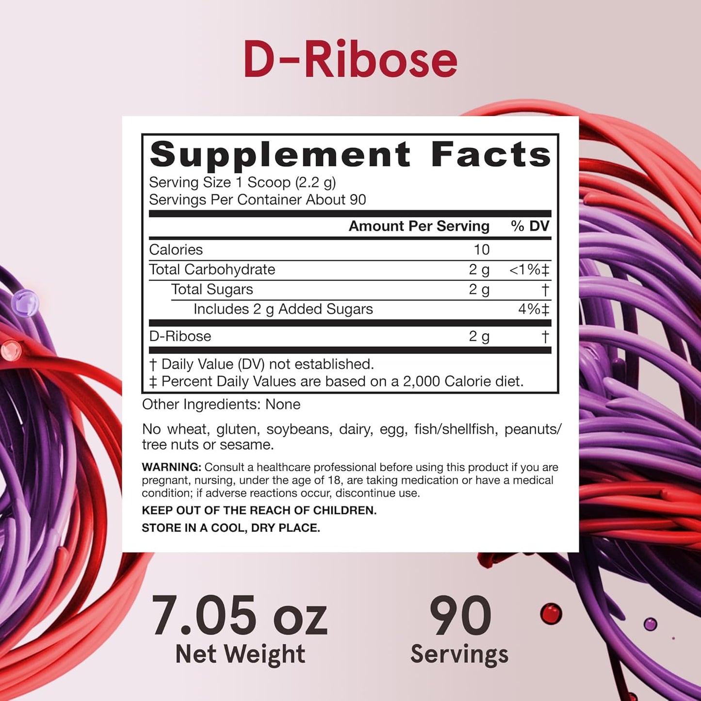 Jarrow Formulas D-Ribose Powder 2 Grams - Dietary Supplement for Muscle Recovery and Endurance - 7.05 oz - 90 Day Supply