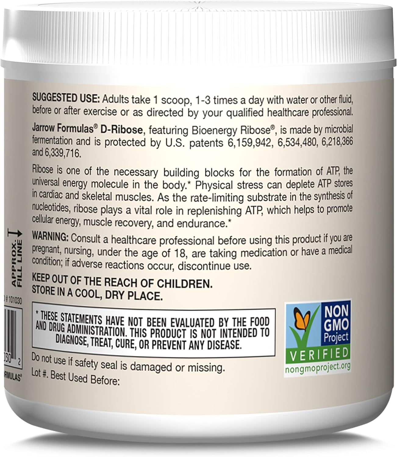 Jarrow Formulas D-Ribose Powder 2 Grams - Dietary Supplement for Muscle Recovery and Endurance - 7.05 oz - 90 Day Supply