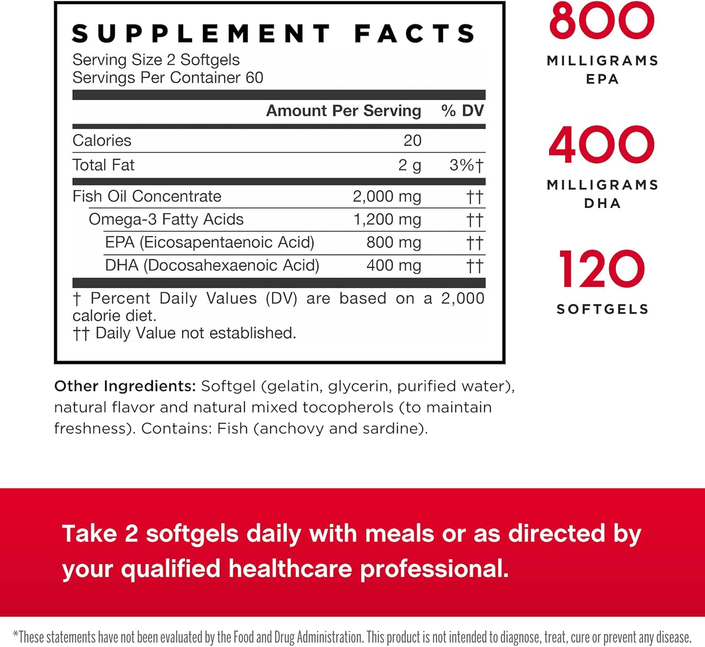 Jarrow Formulas® EPA-DHA Balance® Softgels - 1,200 mg Omega-3 Fatty Acids for Heart Health - 120 Softgels, 60 Day Supply