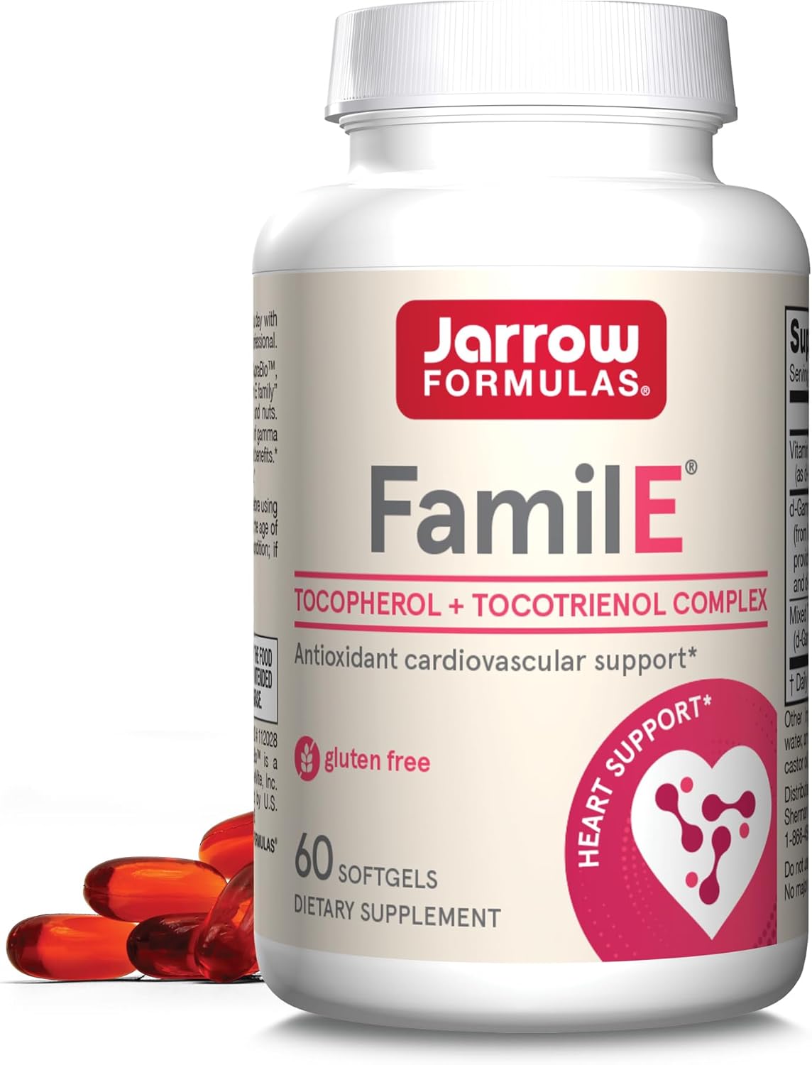 Jarrow Formulas FamilE Tocopherol Tocotrienol Complex Antioxidant Cardiovascular Support 60 Softgels