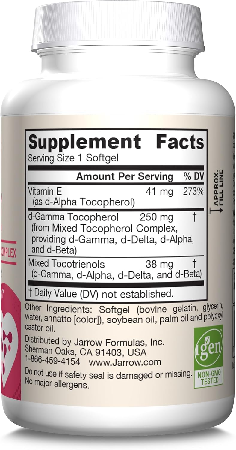 Jarrow Formulas FamilE Tocopherol Tocotrienol Complex Antioxidant Cardiovascular Support 60 Softgels