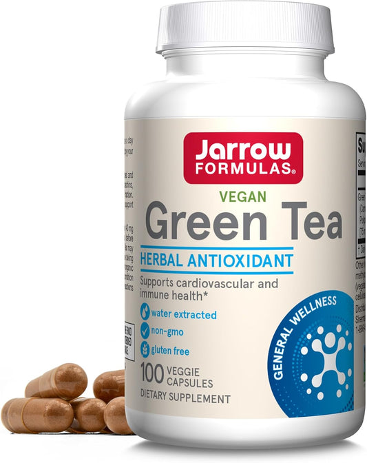 Jarrow Formulas Green Tea Herbal Antioxidant Capsules - 500mg, Cardiovascular & Immune Support, 100ct