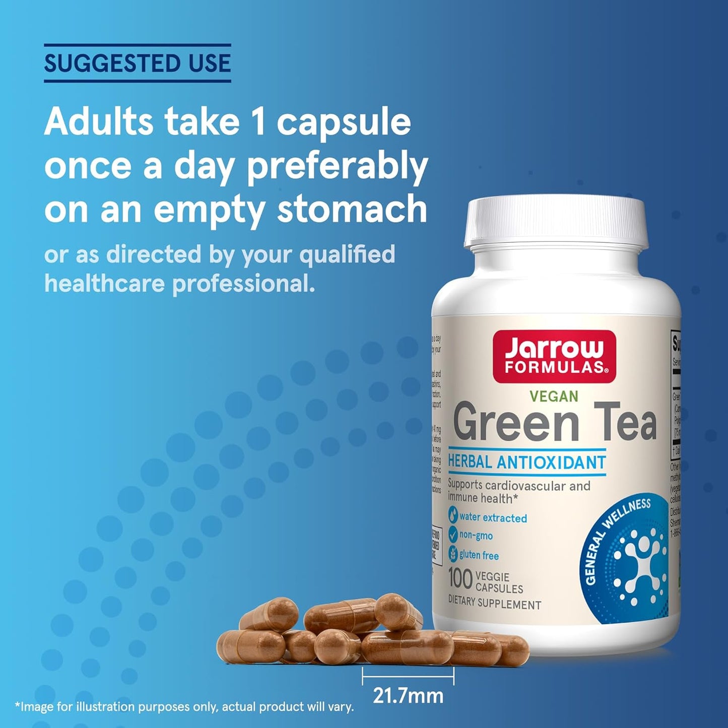 Jarrow Formulas Green Tea Herbal Antioxidant Capsules - 500mg, Cardiovascular & Immune Support, 100ct