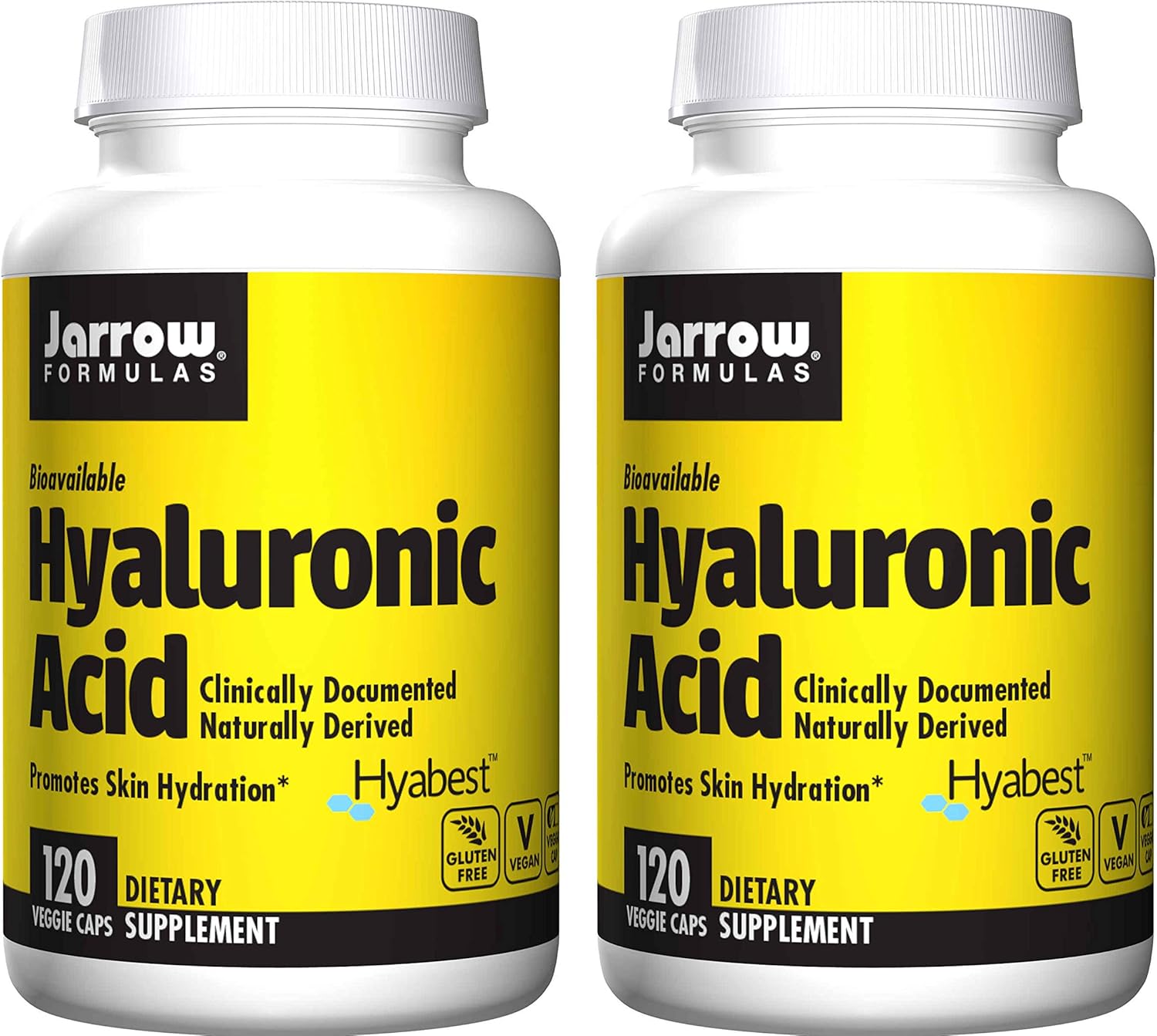 Jarrow Formulas Hyaluronic Acid Dietary Supplement (240 Veggie Caps) - Pack of 2, Natural Source