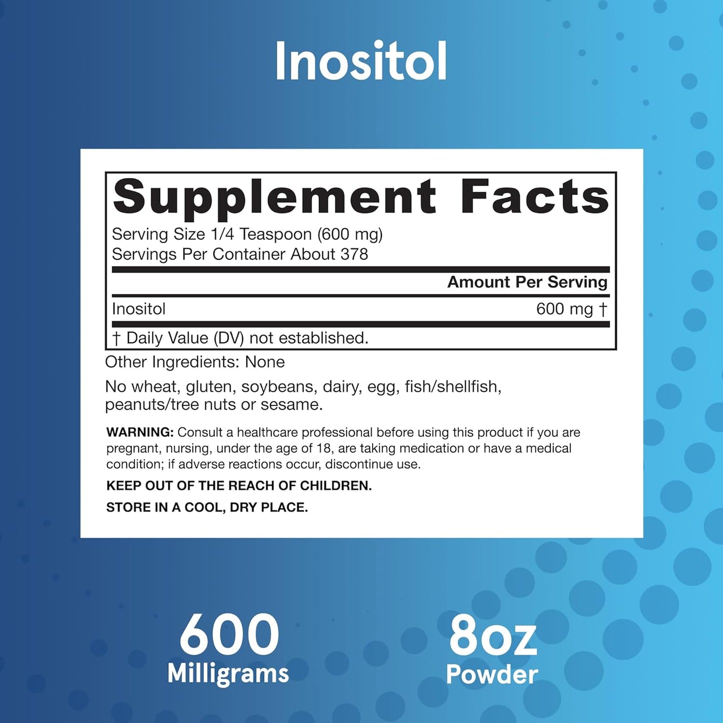 Jarrow Formulas Inositol 600 mg Powder - Cellular Health Support Supplement - 378 Day Supply