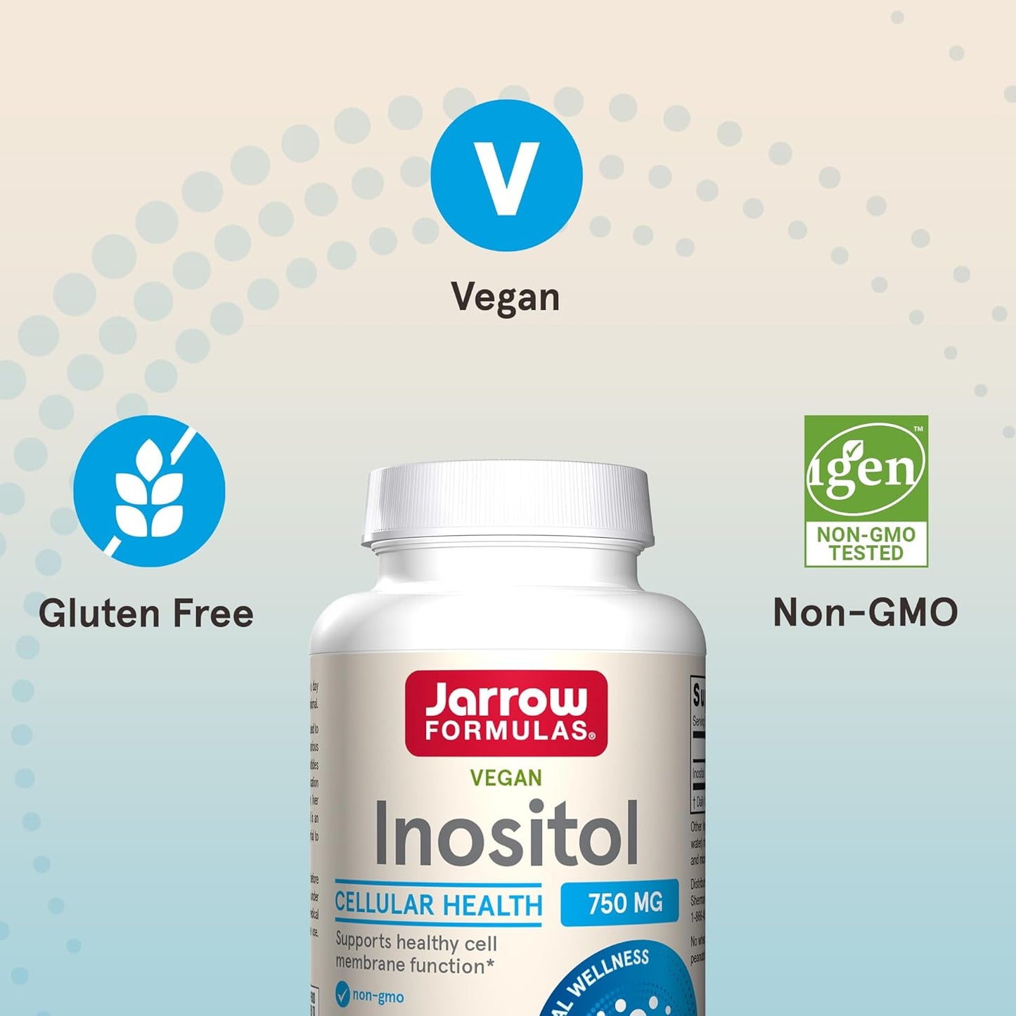 Jarrow Formulas Inositol 750mg Supplement for Liver Support and Wellness - 1200 Veggie Capsules, 100 Day Supply