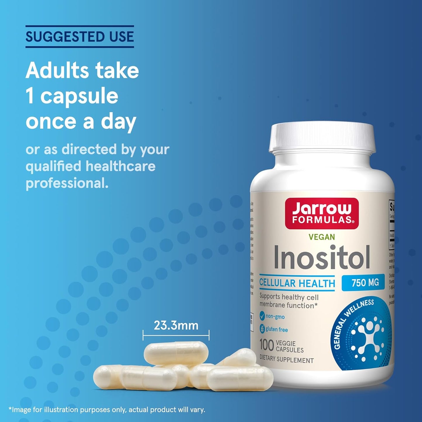 Jarrow Formulas Inositol 750mg Supplement for Liver Support and Wellness - 1200 Veggie Capsules, 100 Day Supply