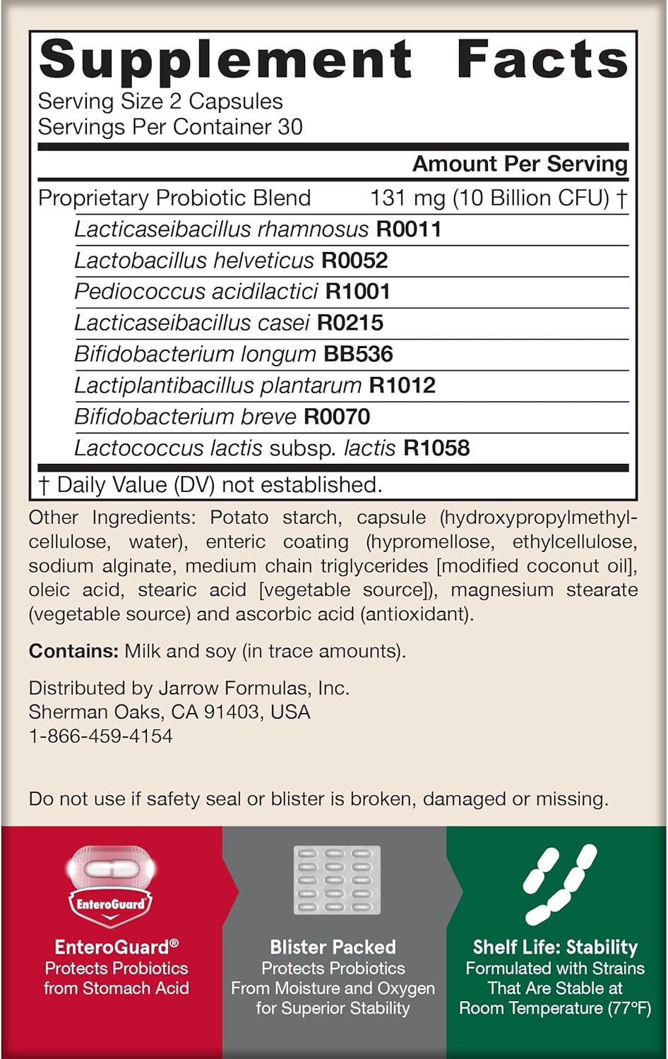 Jarrow Formulas Jarro-Dophilus EPS Probiotics 10 Billion CFU, Intestinal Tract Support, 60 Veggie Capsules (Pack of 12)