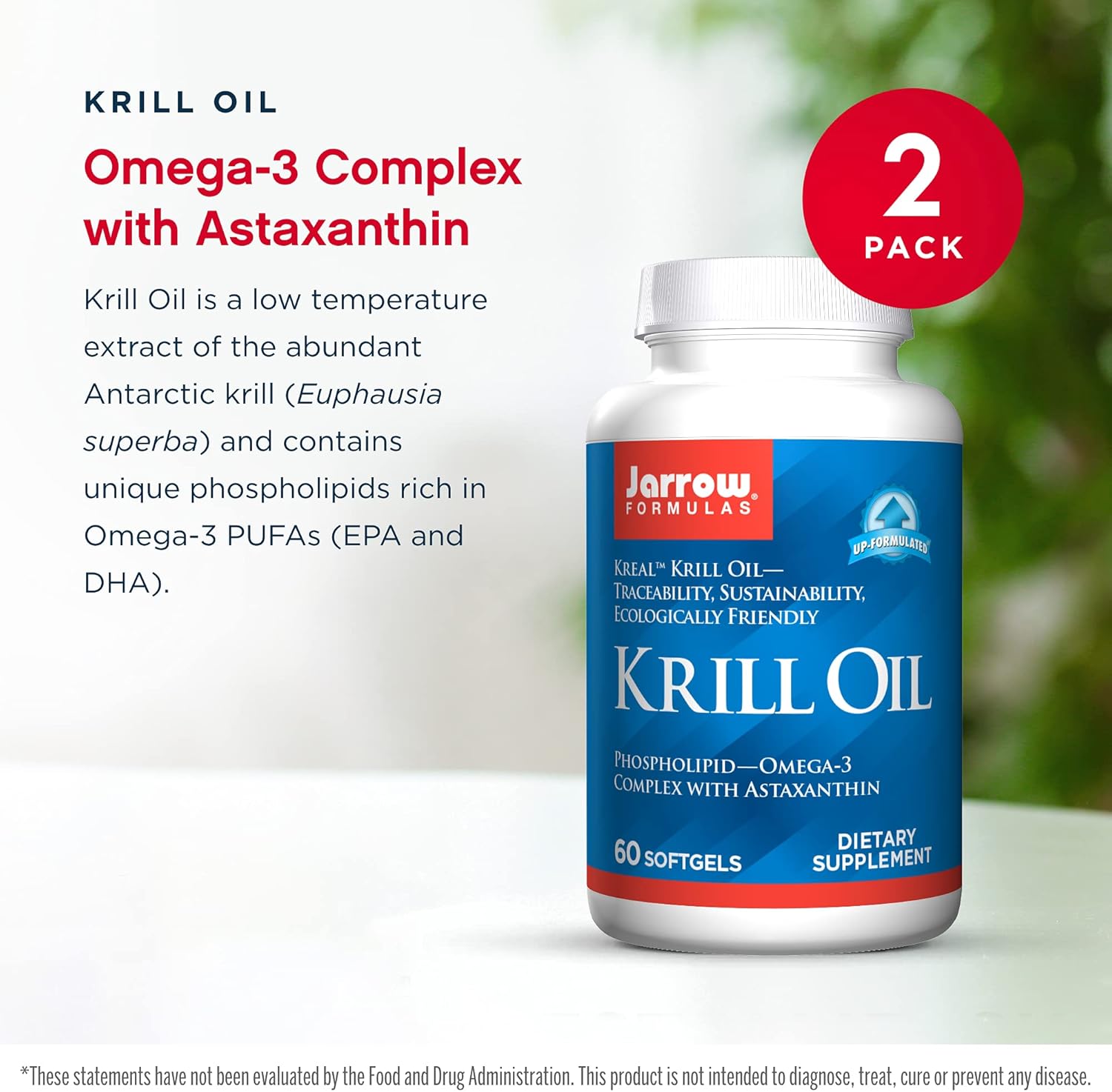 Jarrow Formulas Krill Oil Softgels - Omega-3 Complex with Astaxanthin for Lipid Management, Brain Function & Metabolism - 60 Softgels