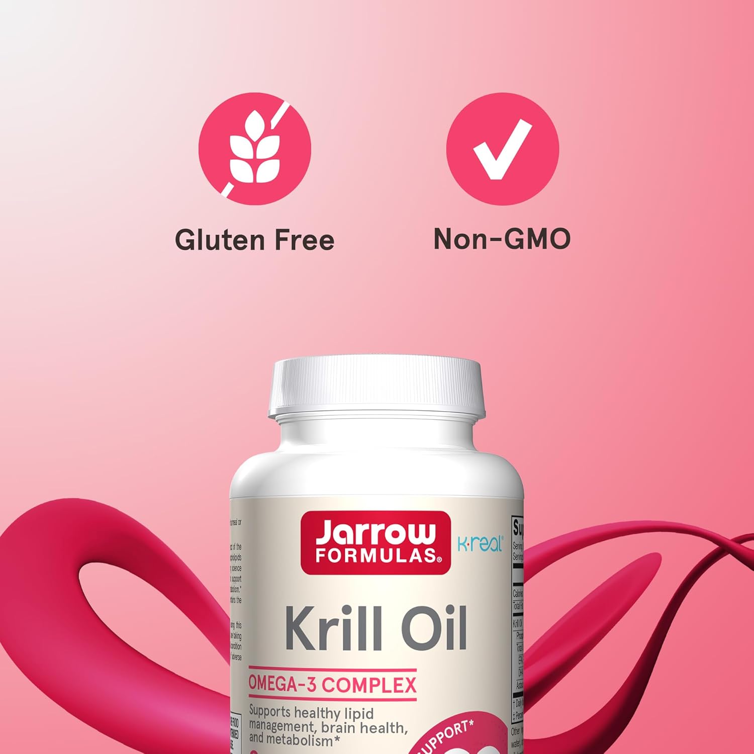 Jarrow Formulas Krill Oil Softgels - Phospholipid Omega-3 Complex with Astaxanthin - Supports Lipid Management, Metabolism, Brain & Heart Health - EPA & DHA - Gluten Free & Non-GMO - 120 Softgels