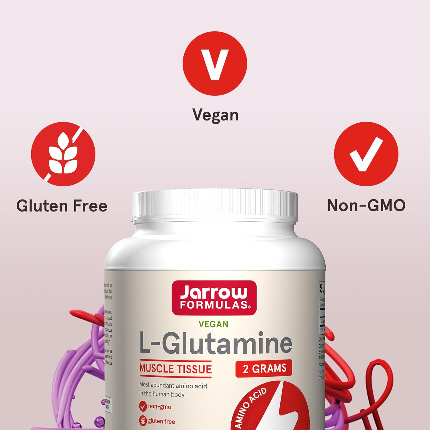 Jarrow Formulas L-Glutamine Powder - 1000g (2.2 lb) - Muscle Tissue Support - Immune Boost - 500 Day Supply