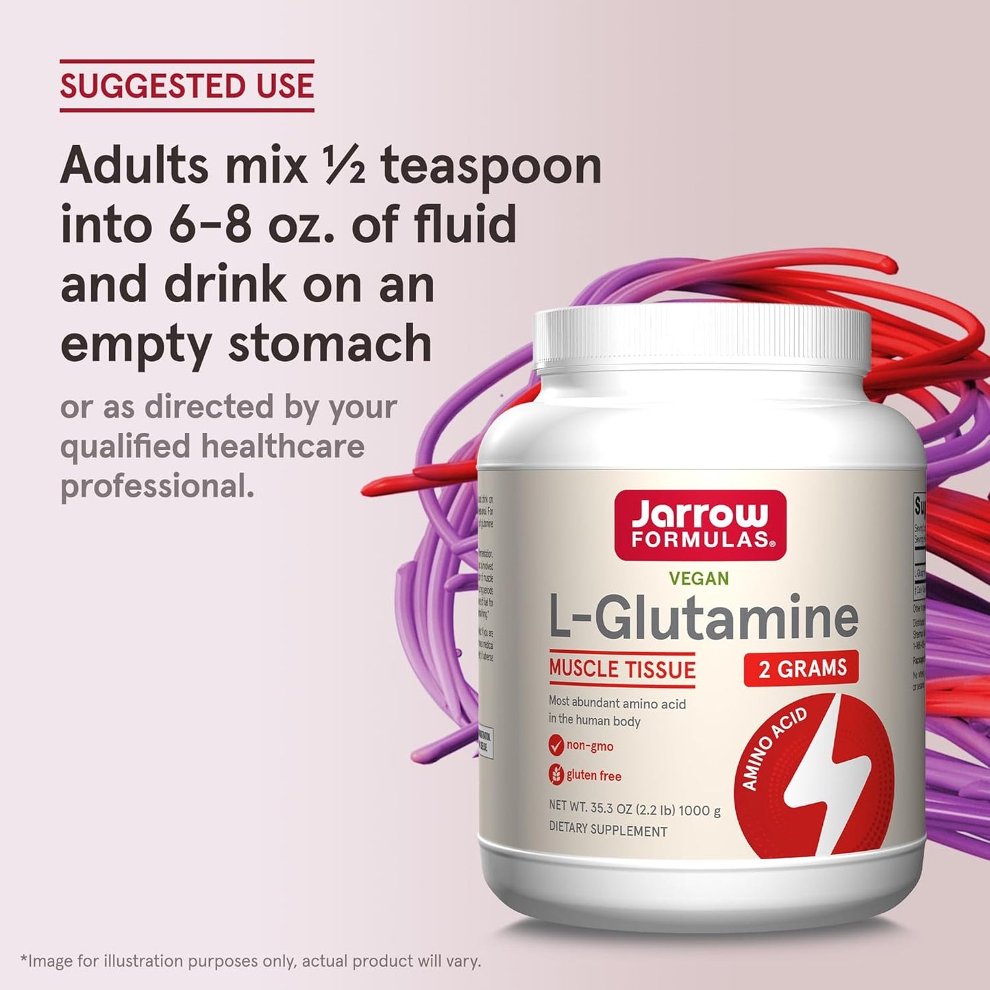 Jarrow Formulas L-Glutamine Powder - 1000g (2.2 lb) - Muscle Tissue Support - Immune Boost - 500 Day Supply