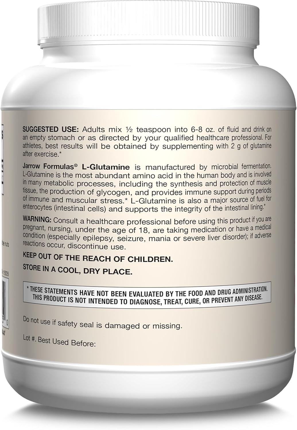 Jarrow Formulas L-Glutamine Powder - 1000g (2.2 lb) - Muscle Tissue Support - Immune Boost - 500 Day Supply