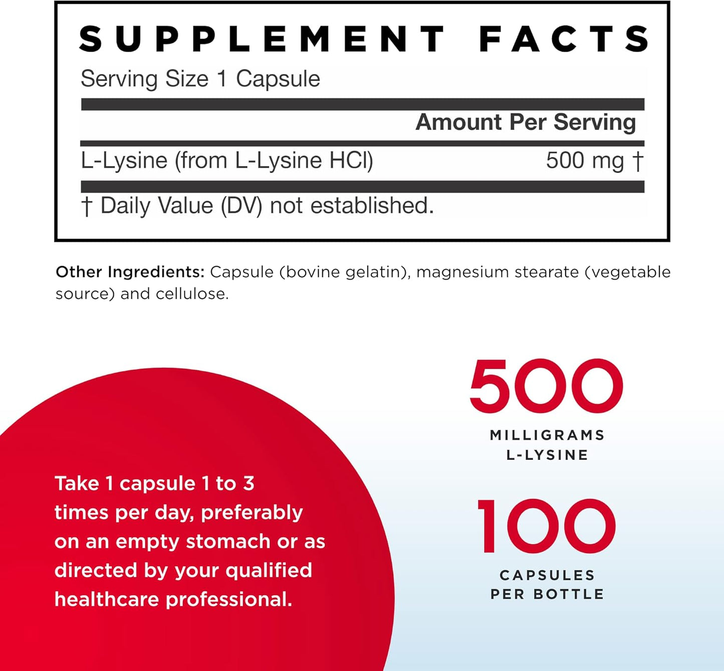 Jarrow Formulas L-Lysine 500 mg - 200 Capsules, 2-Pack - Essential Amino Acid for Protein Metabolism, Up to 200 Servings