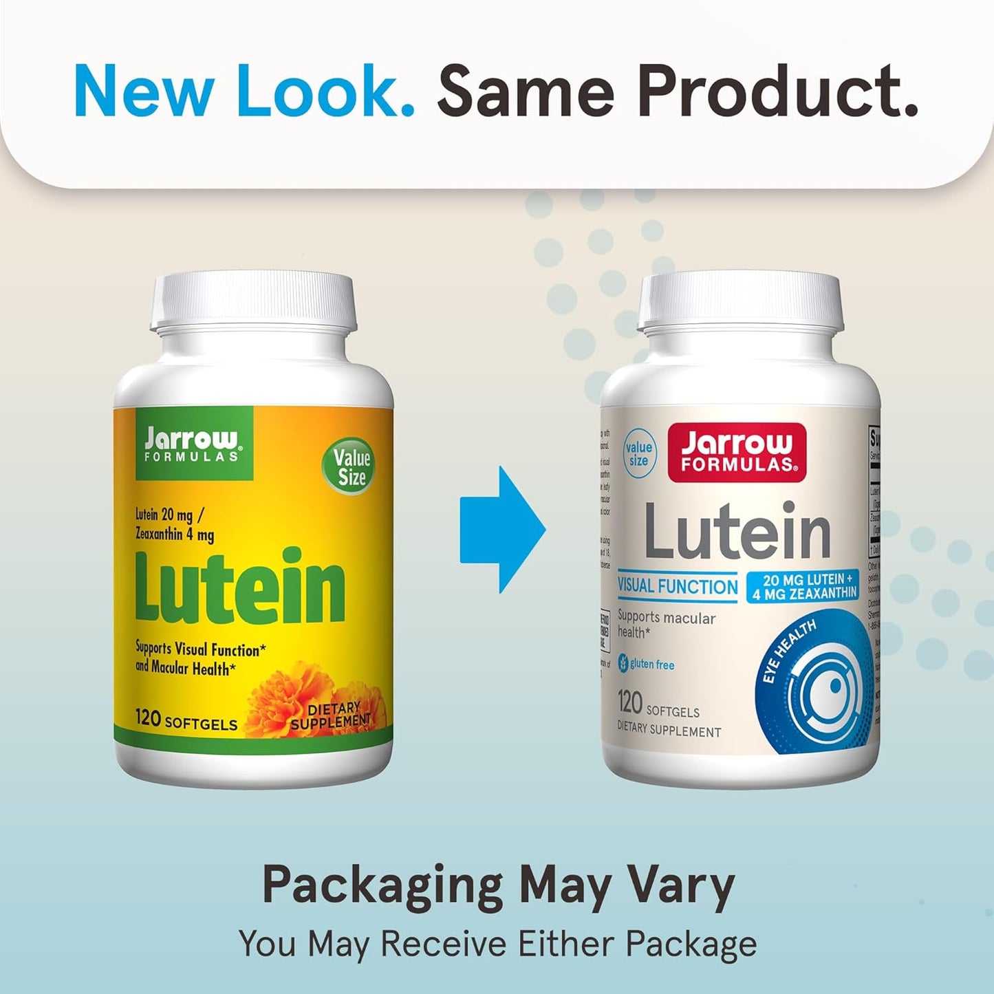 Jarrow Formulas Lutein 20 mg with Zeaxanthin Softgels - 120 Day Supply for Visual Function and Macular Health