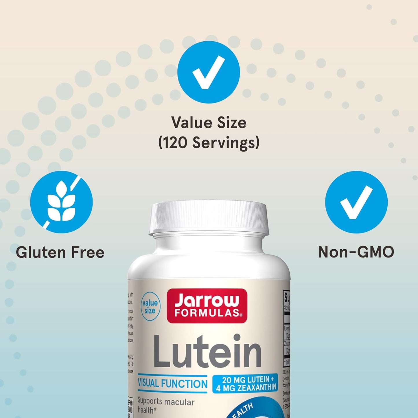Jarrow Formulas Lutein 20 mg with Zeaxanthin Softgels - 120 Day Supply for Visual Function and Macular Health