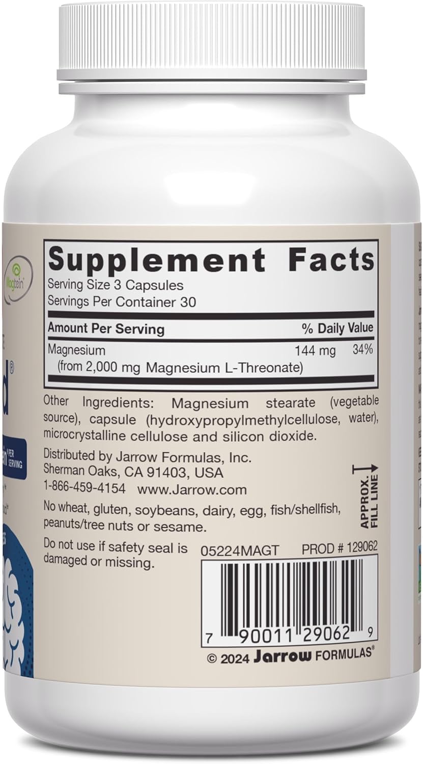 Jarrow Formulas MagMind Brain Supplement, Memory Support, 90 Veg Caps, 12 Pack, 30 Day Supply