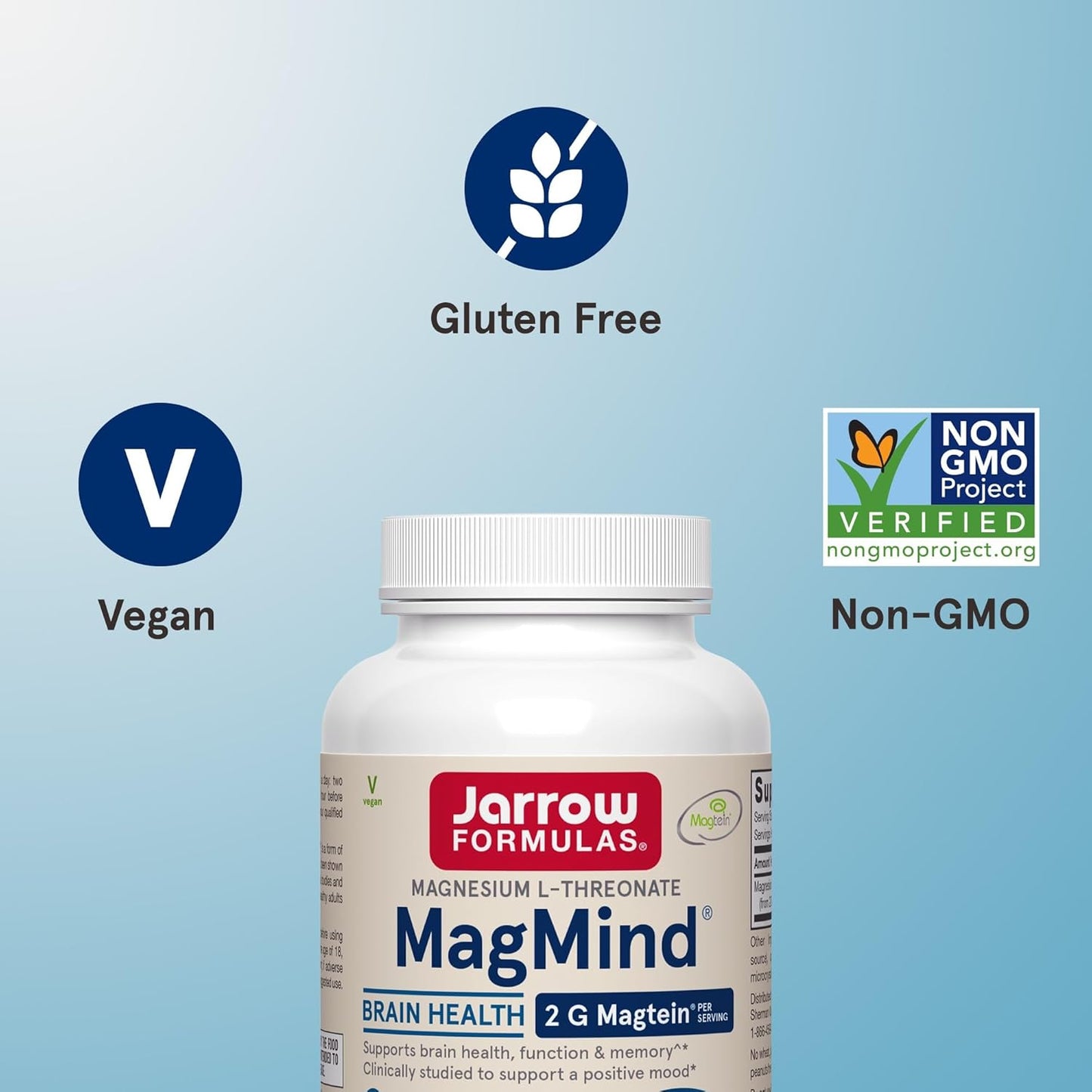 Jarrow Formulas MagMind Brain Supplement, Memory Support, 90 Veg Caps, 12 Pack, 30 Day Supply
