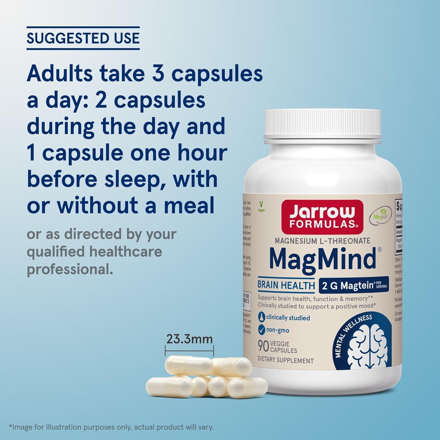 Jarrow Formulas MagMind Brain Supplement, Memory Support, 90 Veg Caps, 12 Pack, 30 Day Supply