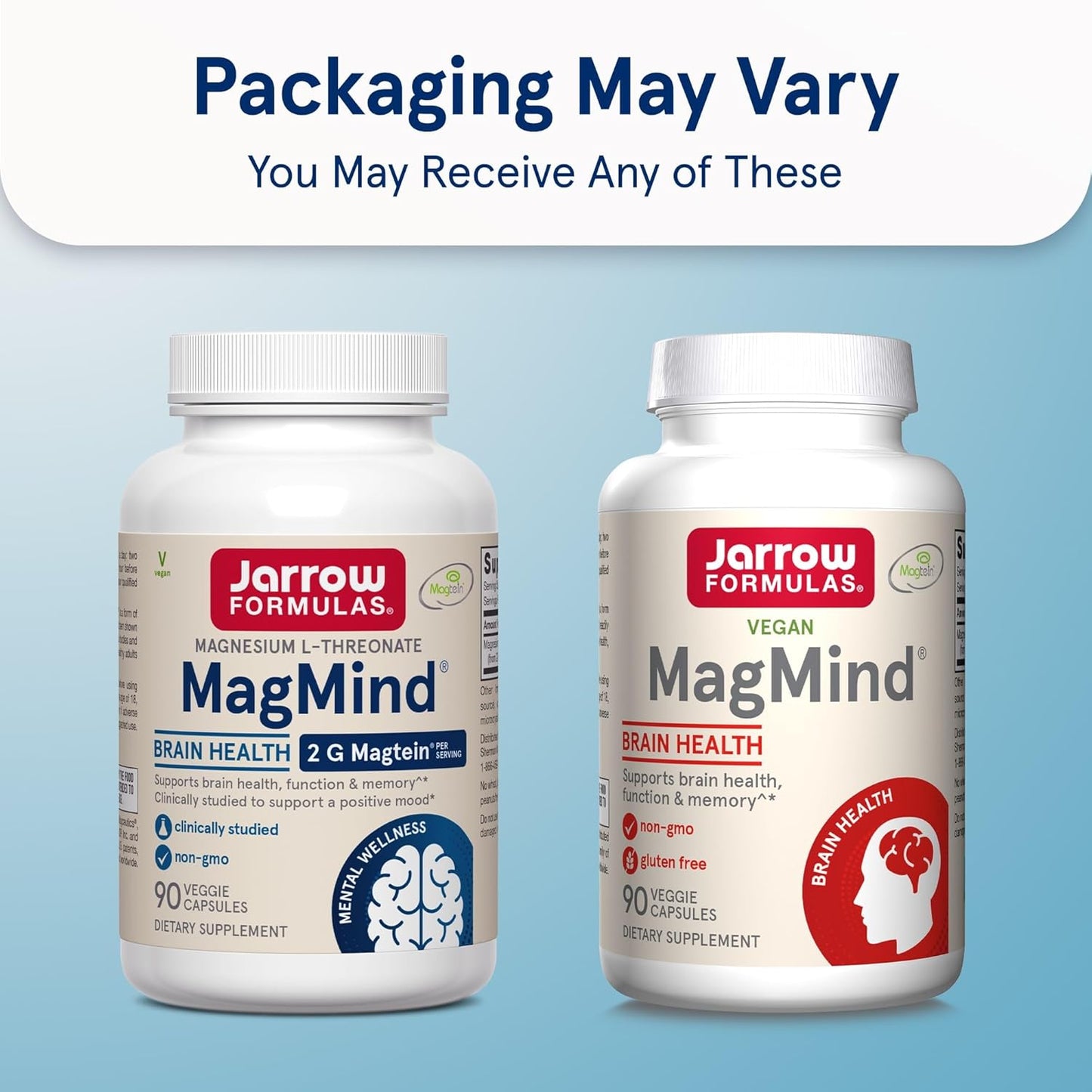 Jarrow Formulas MagMind Brain Supplement, Memory Support, 90 Veg Caps, 12 Pack, 30 Day Supply