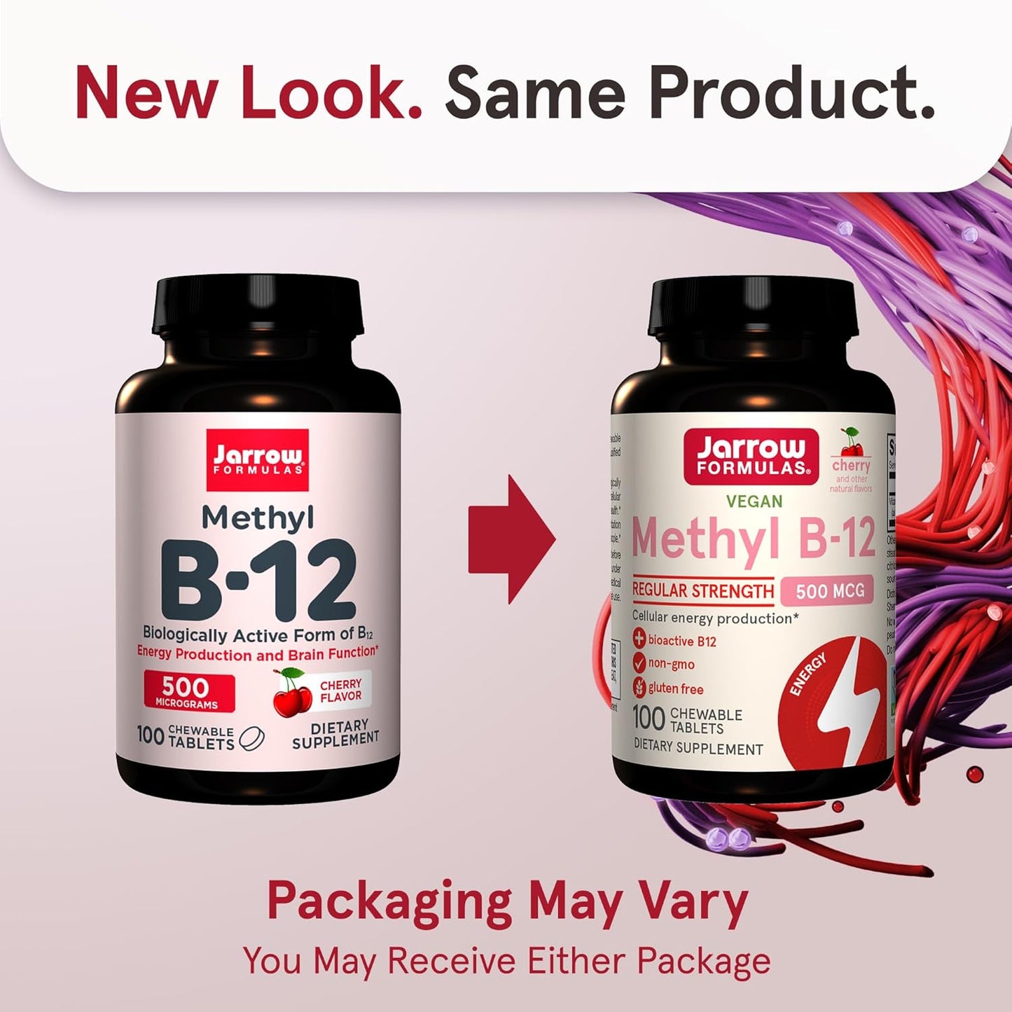 Jarrow Formulas Methyl B-12 500mcg Chewable Tablets for Energy & Brain Health - 1200 Tablets, 100 Day Supply