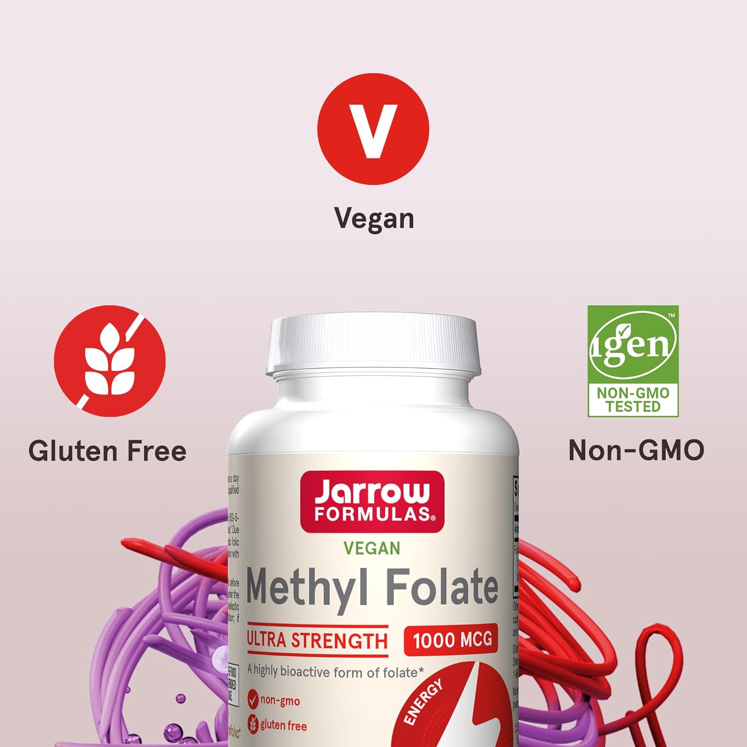 Jarrow Formulas Methyl Folate 1000 mcg - 100 Veggie Capsules x 12 Pack - Dietary Supplement for Cellular Energy Support